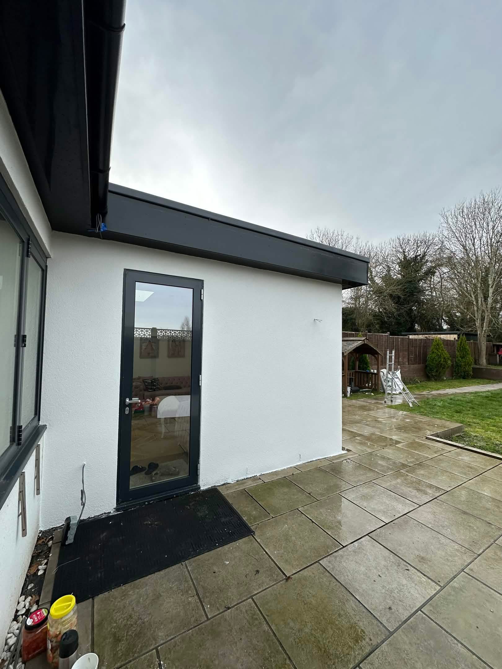 Finished side elevation around the glazed garden door