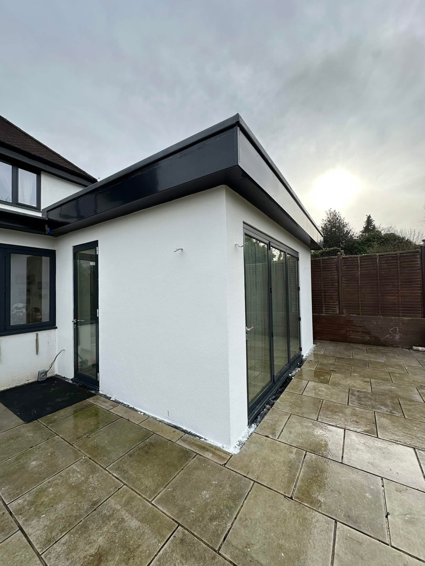 Silicone Render — New-Build Rear Extension, Hertfordshire